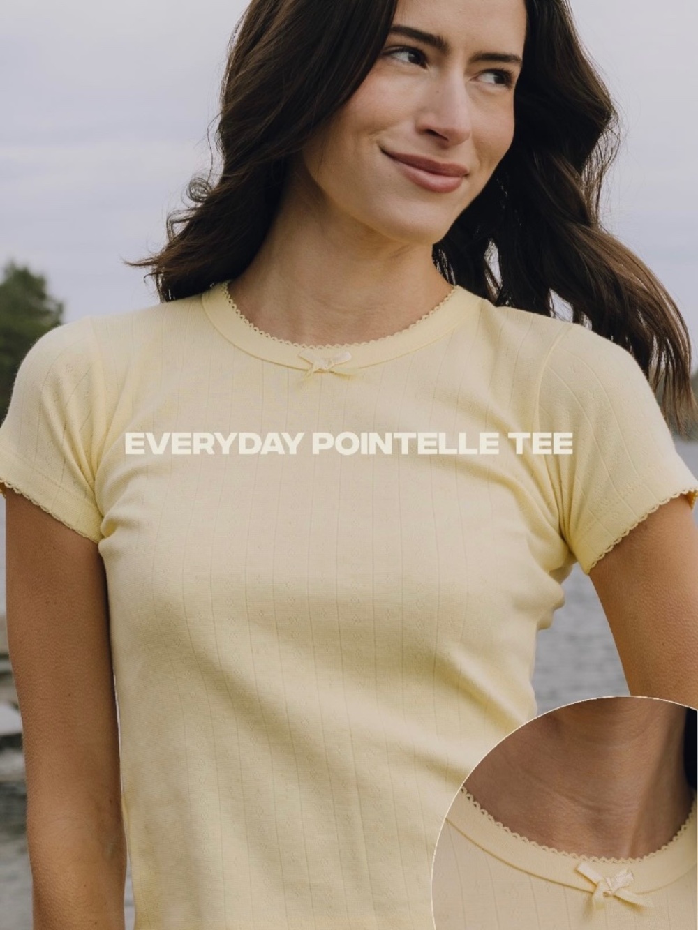 Daily Drills Women's 'Pointelle Baby Tee' Short Sleeve Top in 'Cream' Yellow